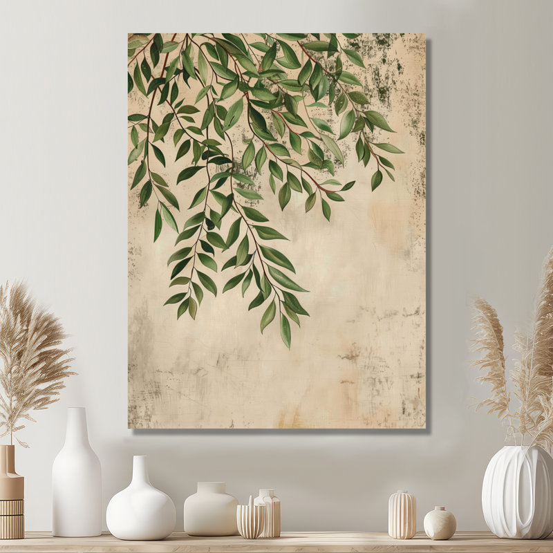 «Green Botanical Plant Vines I - Plants», art mural, H 32 po x l 24 po x P 1 po, Toile tendue