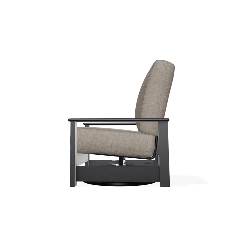 Chaise berçante pivotante cachée en polymère Leeward, Tissage uni cendre coulée Sunbrella®, Noir