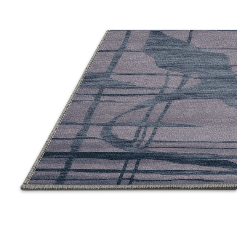 Machine Washable Abstract Gray Area Rug, Round 3'
