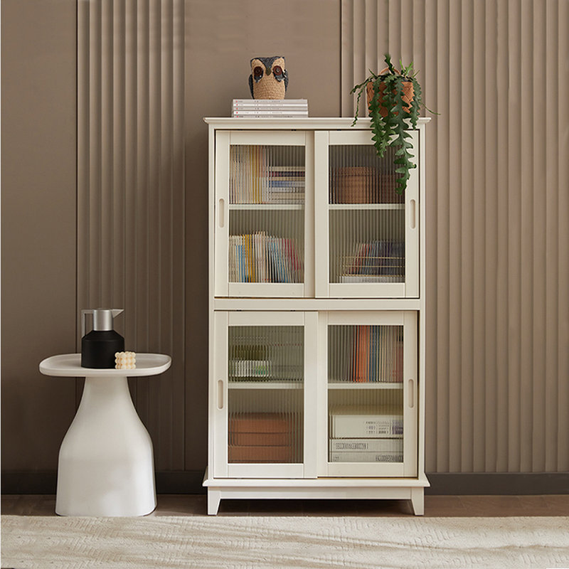 Bibliothèque simple en bois, (4 tablettes) H 52,36 po x l 24,41 po x P 13,39 po, Crème, crème