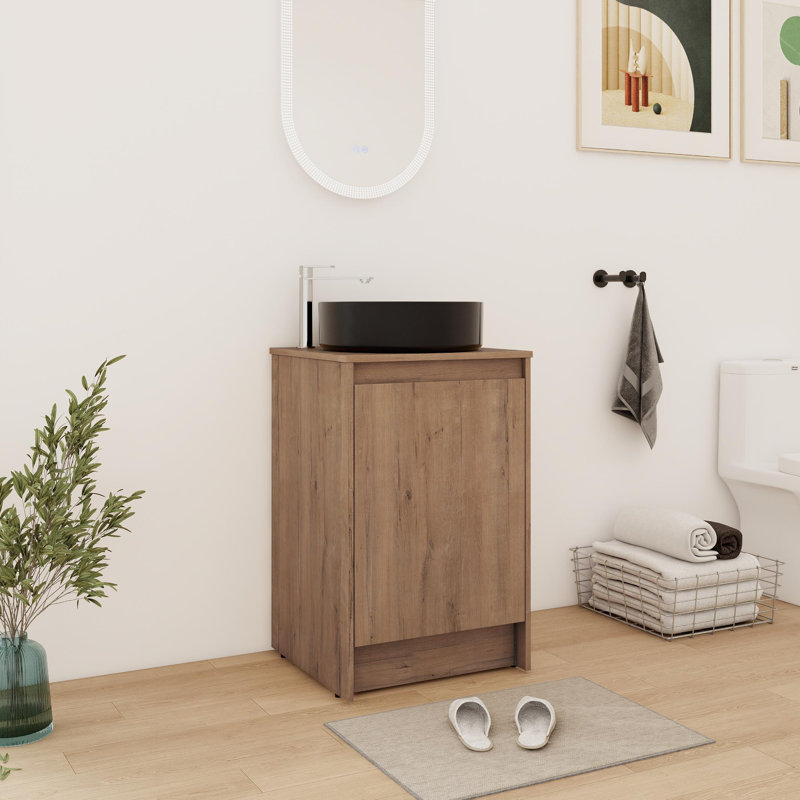20'' Single Bathroom Vanity With Ceramic Top, Black