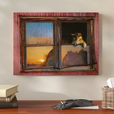 Kitten Window by Chris Vest - Print on Canvas
