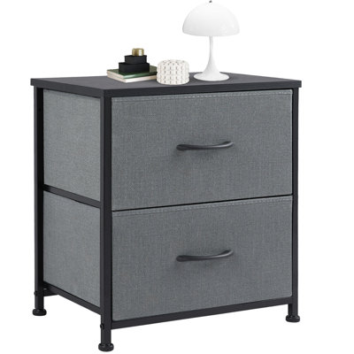 20" Height 2 Drawers Nightstand Bedside End Table with Metal Frame