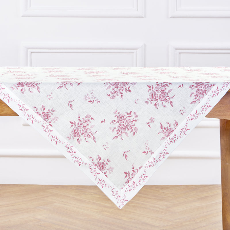 Jolie Fleur Print-100% Pure Linen Table Throw