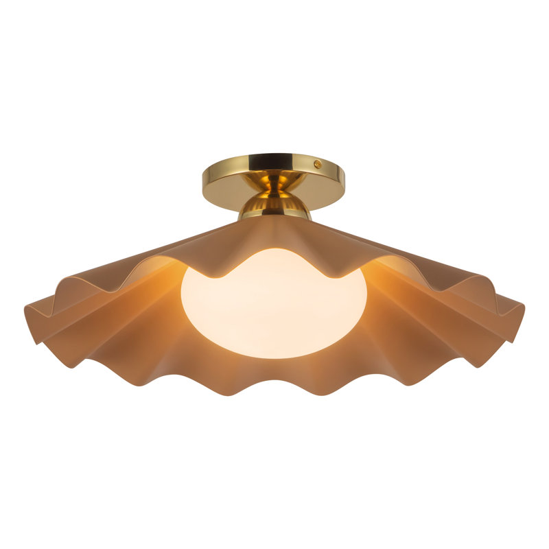 Furrow 16-in Red Semi-Flush Mount, 16-in, Pink