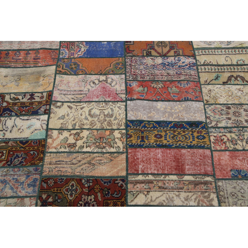 Grand tapis turc beige en patchwork pour la décoration de salon et de chambre à coucher