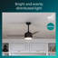  Ventilateur de plafond d'intérieur à DEL à 3 pales de 52 po à intensité variable en bois foncé avec lumière vive 3CCT, télécommande à 6 vitesses, moteur à courant continu réversible et minuterie, tiges descendantes de 5 po / 10 po-1185481941-1185481947