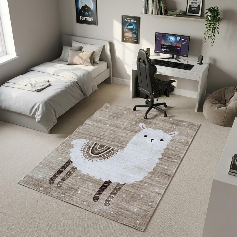Tapis pour enfant juvénile brun et beige 8 pi x 11 pi