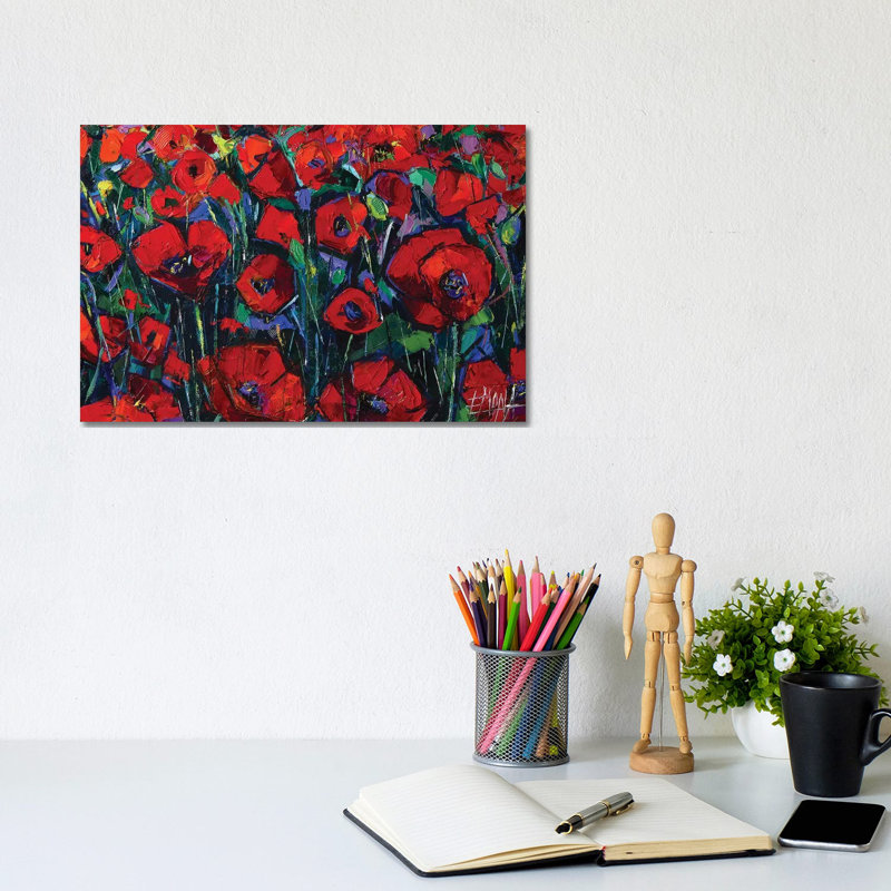 Poppies Symphony 1 Piece Wrapped Canvas Painting, 20.32 cm H x 30.48 cm W
