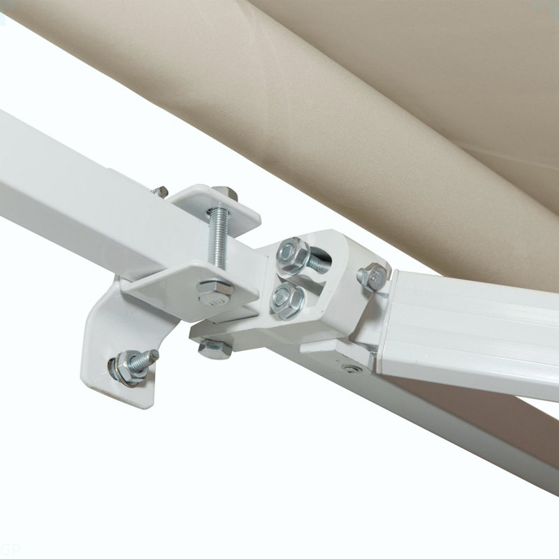Outsunny 12' X 8' Retractable Awning Patio Awnings Sun Shade Shelter With Manual Crank Handle, 280G/M² UV & Water-Resistant Fabric And Aluminum Frame For Deck, Balcony, Yard, Cream White