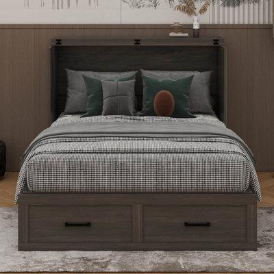 Lit escamotable Murphy - plateforme pliable avec station de charge et deux grands tiroirs de rangement
