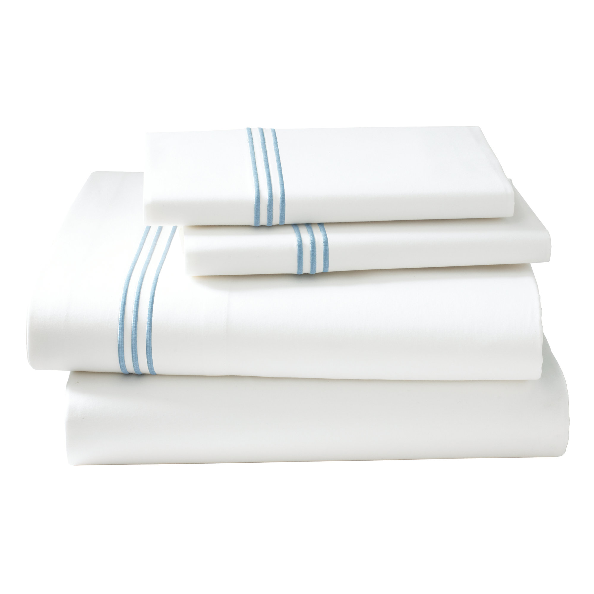 Ravana Cotton Blend Percale Flat Sheet, King Flat Sheet, Blue