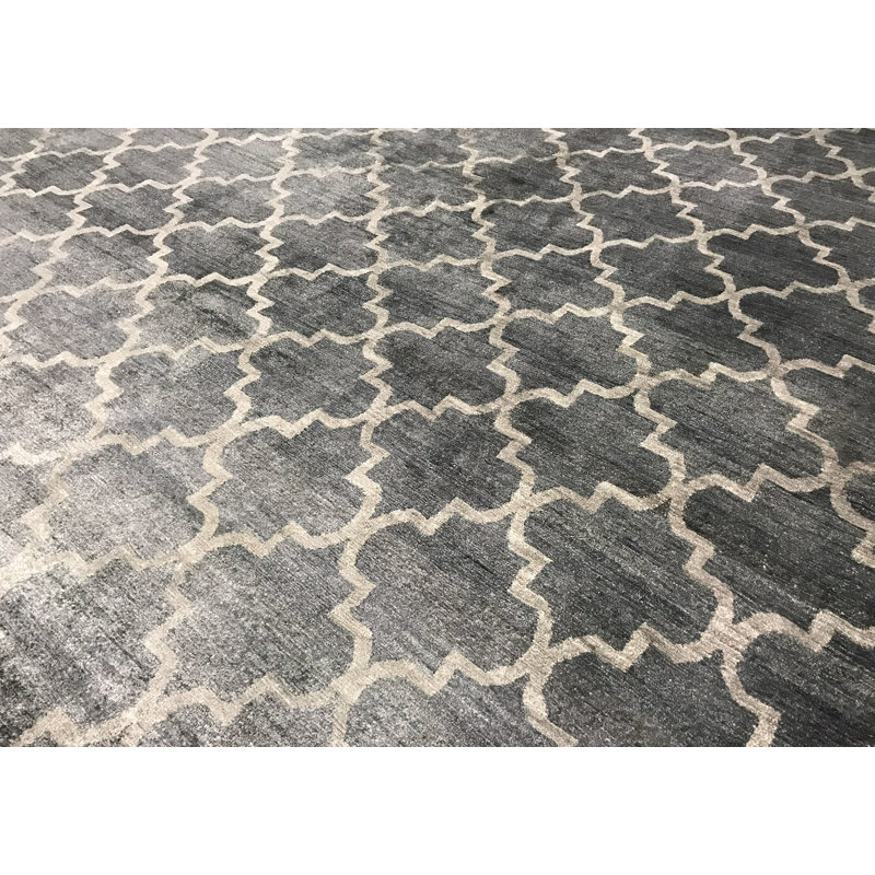Tapis bleu foncé noué à la main de haute qualité
