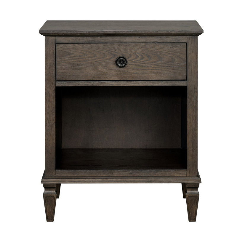 VIctoria Antique Brown 1-Drawer Solid Wood Nightstand with Enclosed Shelf, Antique Brown