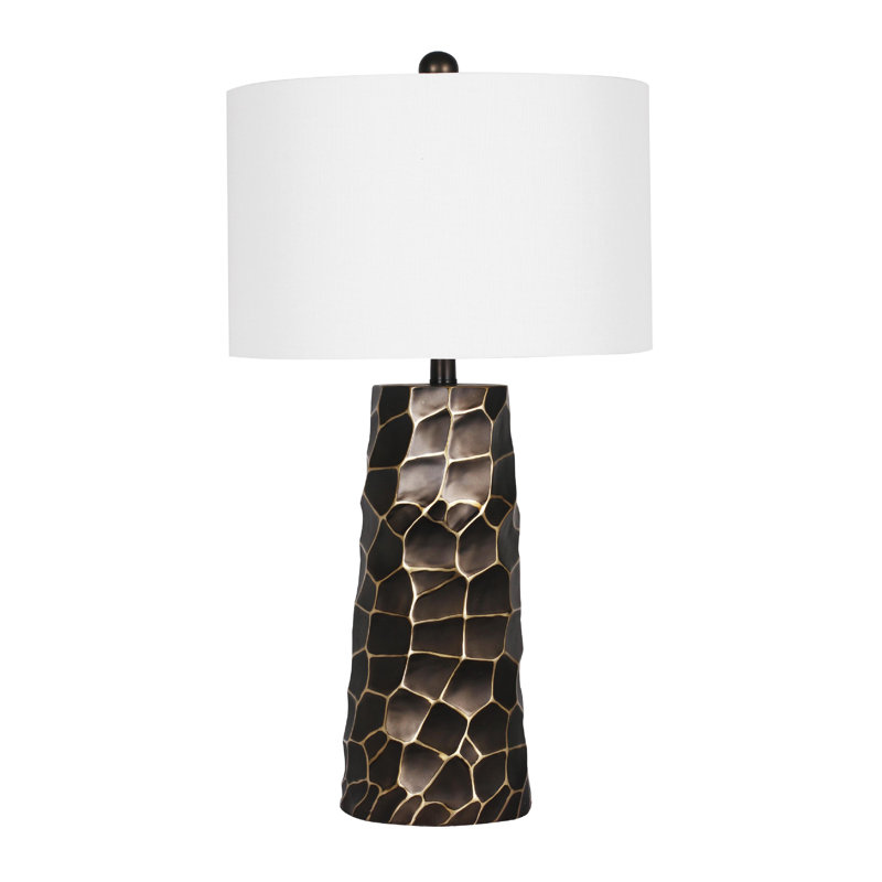 1-Light Oil Bronze Polyresin Table Lamp With A Shade
