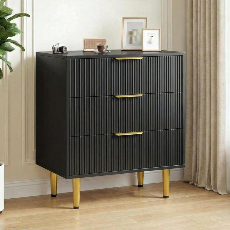 71 cm W Chest of 3 Drawers, Black