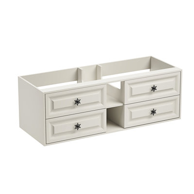 Armoire de salle de bain avec tiroirs de rangement et tablettes ouvertes, armoire de style moderne pour salle de bain
