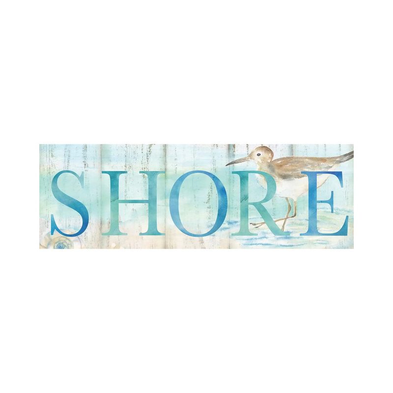 Shore Sandpiper Sign by Cynthia Coulter - Wrapped Canvas Panoramic Print, 30.48 cm H x 91.44 cm W x 1.91 cm D