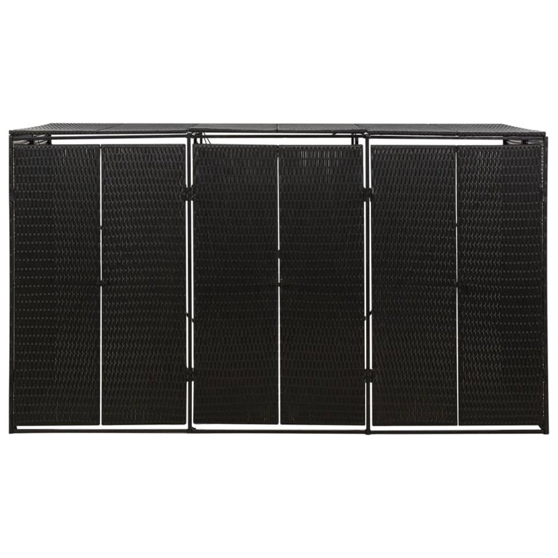 Remise à ordures en rotin traditionnel l 6,79 pi. X P 2,63 pi., Noir
