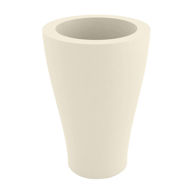 Curvada Resin Pot Planter, Ecru, 39.25" H x 21.75" W x 21.75" D