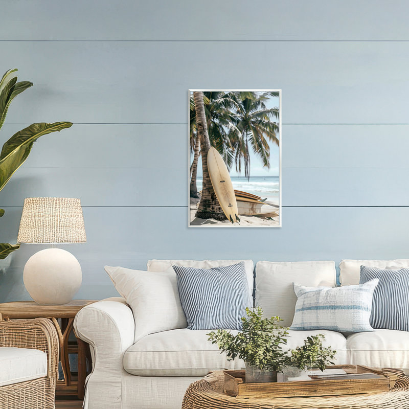Planche de surf empilée et plaque murale palmier, design par LSR Design Studio, H 19 po x l 13 po