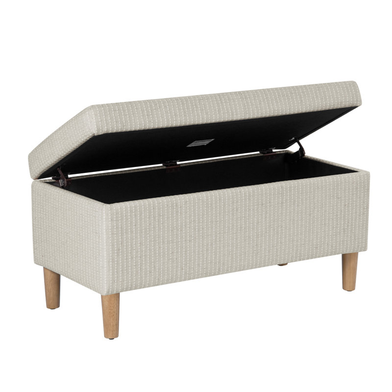 Banc de rangement rembourré Besart, White Woven Stripes
