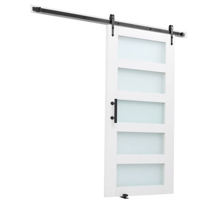Sliding Barn Door with Hardware Kit 84 inch MDF Panel Frosted Glass