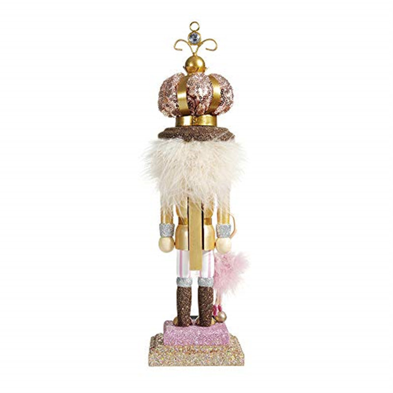 14-Inch Pink and Gold Ballet King Nutcracker with Sequin Crown
