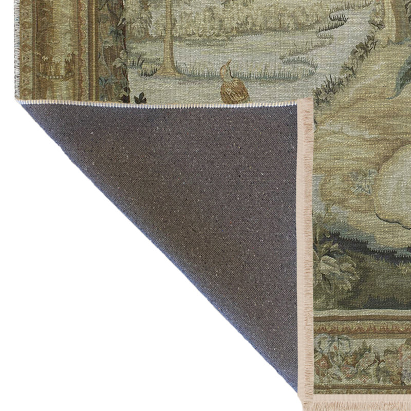 Tapis décoratif multicolore à motif de rivière et d'arbre à franges, Rectangle 4 pi 4 po x 6 pi 3 po