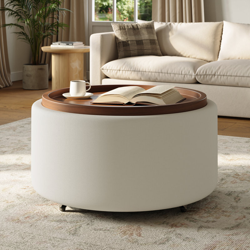 Table basse ronde avec rangement Verve, Beige