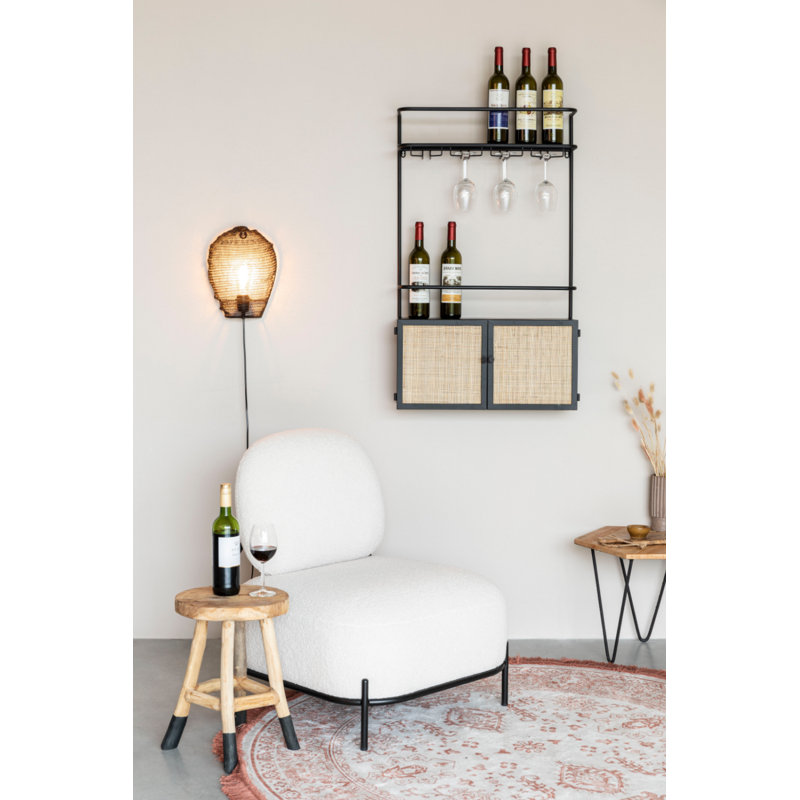 Guuji 10 Bottle Floor Wine Bottle & Glass Rack in Black/Natural