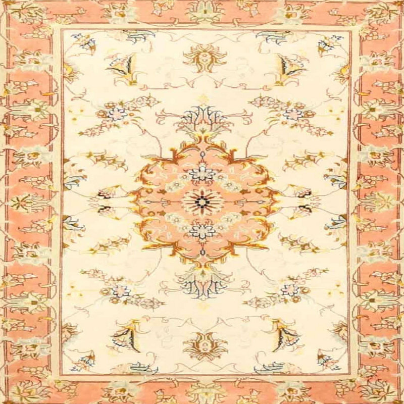 Tapis traditionnel jaune / orange Colitta, Carré 4 pi