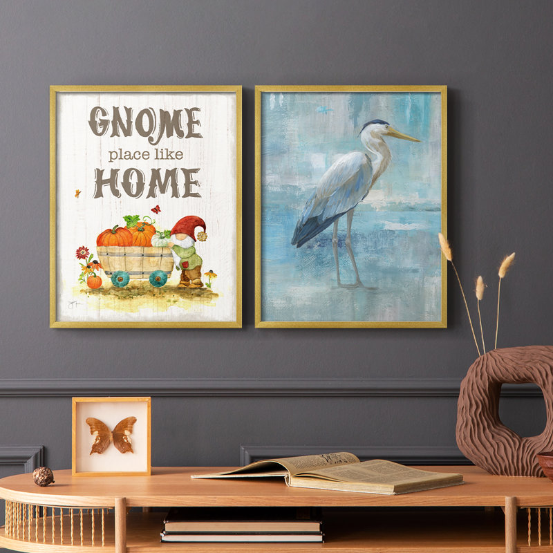 Gnome Place - reproduction encadrée de qualité supérieure - prête à être accrochée - aucun clou requis - aucun clou requis