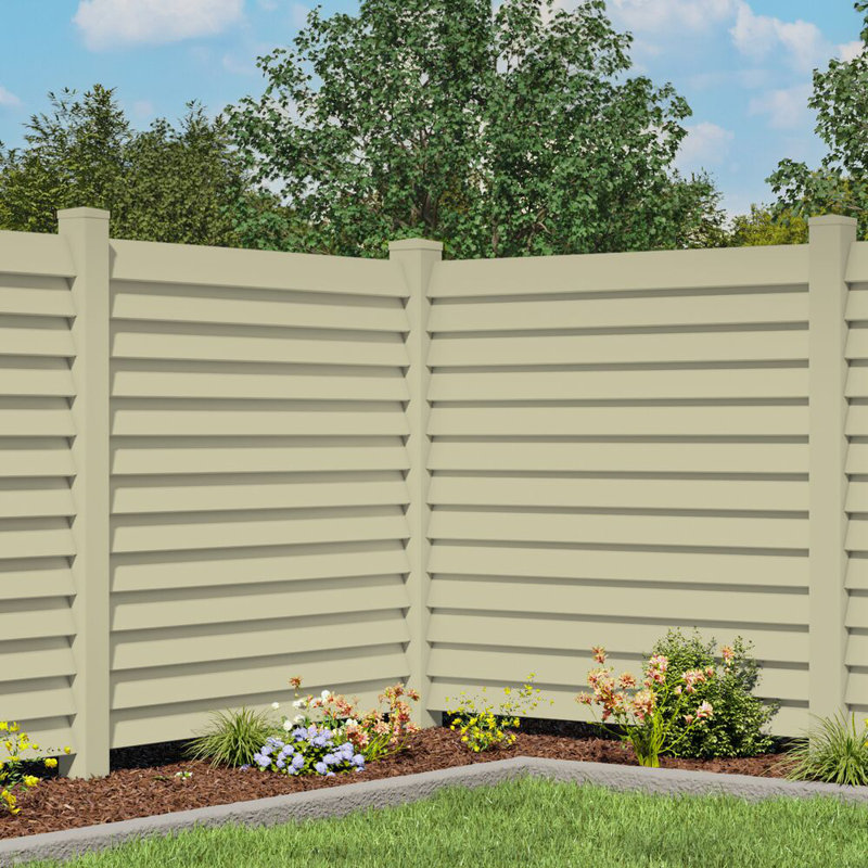Sand Vinyl Louvered 6-in x 6-in x 102-in Corner Fence Post