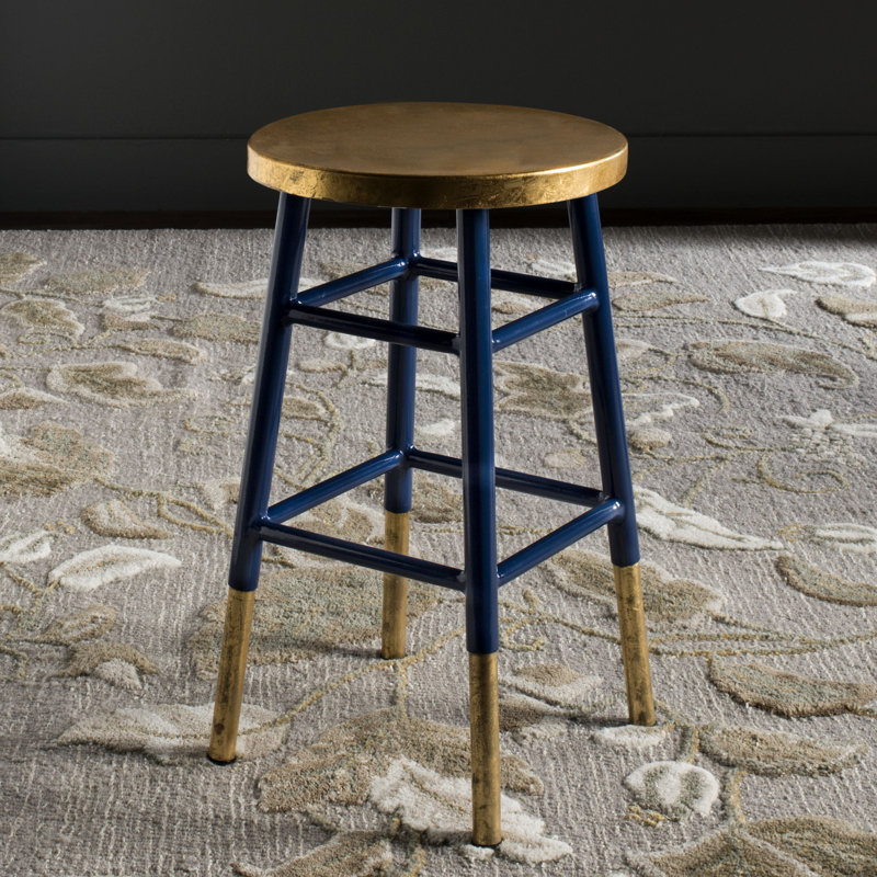 Worcester Counter Stool with Metal Frame, Navy/Gold