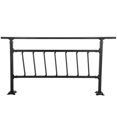 Rampe d'escalier extérieure, convient aux rampes transitionnelles en fer forgé de 1 à 5 marches, rampe d'escalier extérieure réglable avec clôture, rampes pour les marches en béton avec trousse d'installation, noir mat
