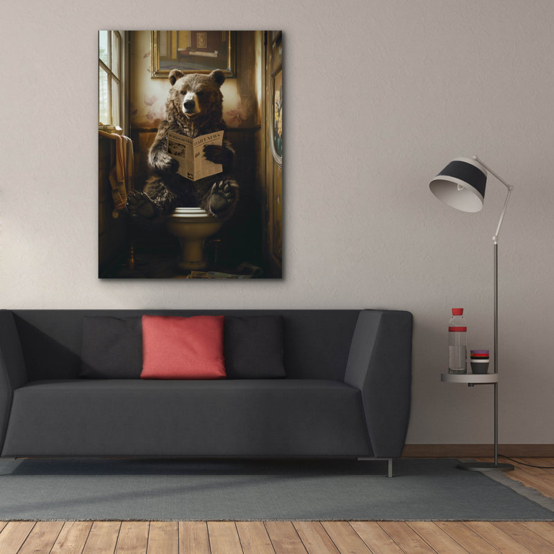 Art mural en toile «The toilettes ours» par Andreas Magnusson, 18 po x 26 po, H 54 po x l 40 po x P 1,5 po