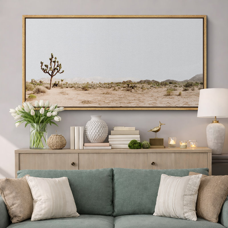 «Cactus Desert», Joshua Tree Retro, chambre à coucher, paysage, très grande impression sur toile encadrée, H 30 po x l 60 po