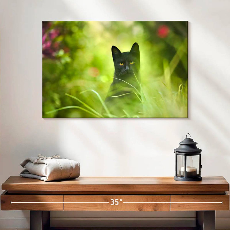 Chat noir Brampt, H 16 po x l 24 po