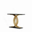 Console décorative au design luxueux noir et or clair, surface résistante aux égratignures et profil mince compact pour les vestibules modernes.