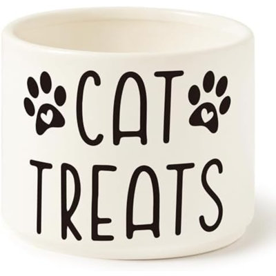 Cat Treats Candy Dish Cauldron,Decorative Pet Mini Ceramic Candy Bowl Tiered Tray Decor,Snack Serving Bowl Pet Container for Kitchen Counter & Countertops (Cat Treats)