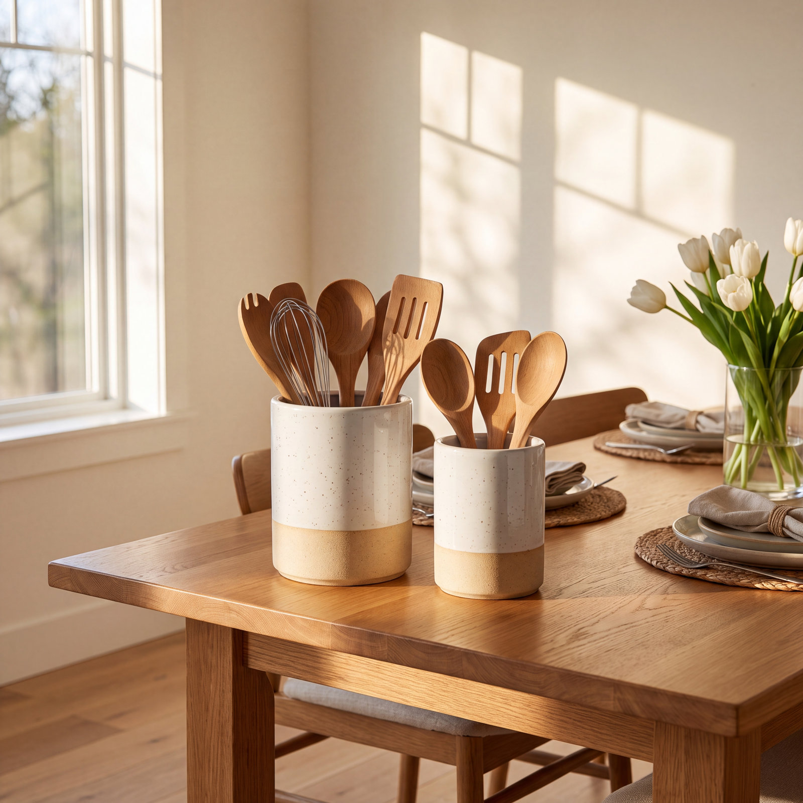 Milkyway 2-Piece Utensil Holder, White
