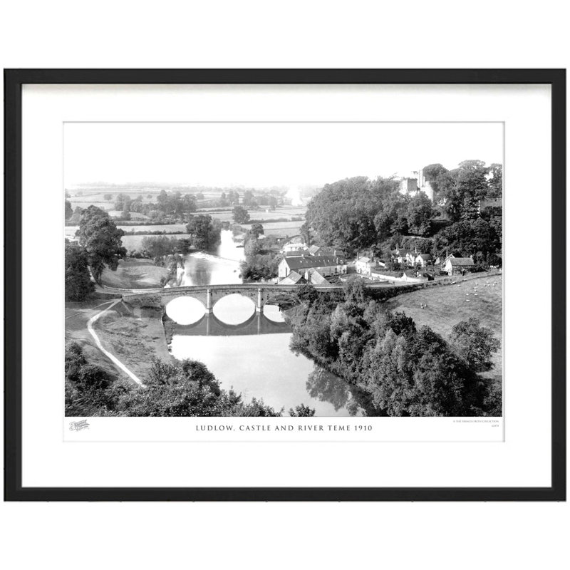 Ludlow, Castle And River Teme 1910 - Single Picture Frame Print, 60cm H x 80cm W x 2.3cm D