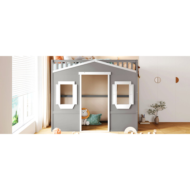 Lit mezzanine simple avec échelle - gris