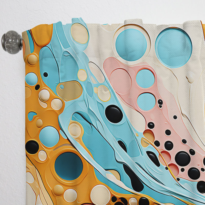 Edyta bleu et rose abstrait Pop Fusion III - rideau en velours glamour - obscurcissant - 1 panneau, L 52 po x L 120 po