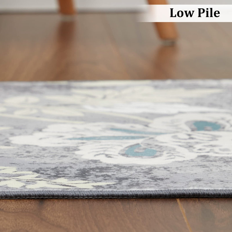 Tapis décoratif antidérapant floral Floral, Rectangle 8 pi x 10 pi