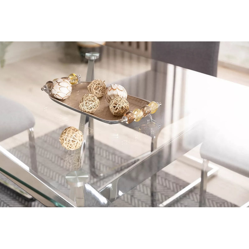 Anntoinette Glass Top Metal Base Dining Table