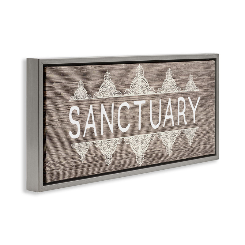 "Sanctuary with Paisley" Brown Grain, cadre encadré par Daphne Polselli, Cadre flottant gris lustré, H 14 po x l 31 po