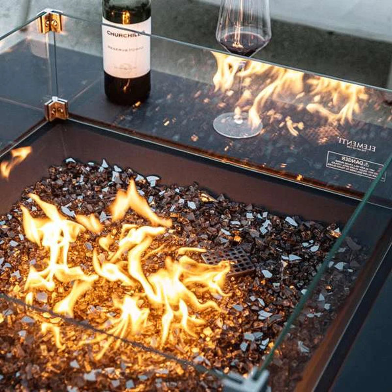 Square Smokeless Fire Pit Table with Lid, Space Grey, Propane