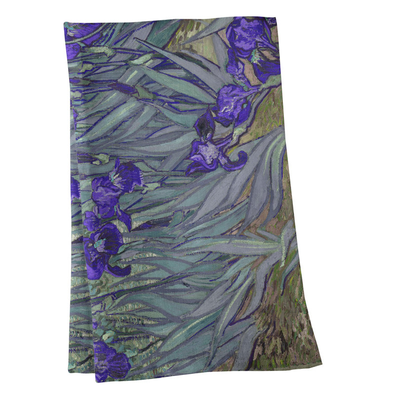 Serviette de thé irises, Polyester sergé, Brun / Mauve